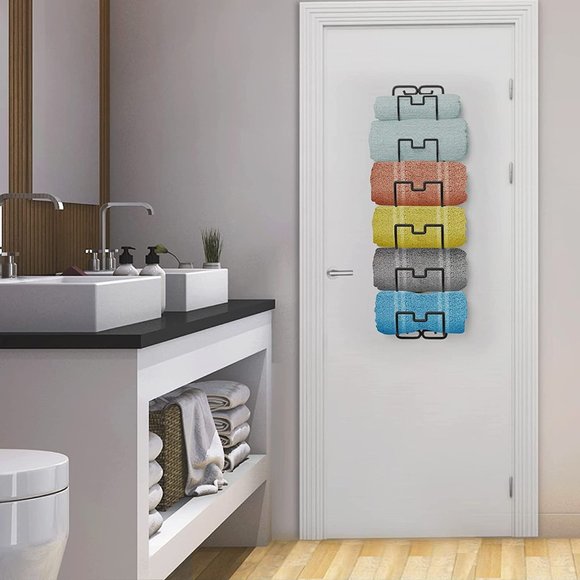 Bath Towel Rack Wall Mounted Metal Wine Rack Towel Holder Organizer